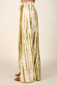 Olive Green And White Tie & Dye Cotton Palazzo image 2