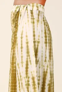 Olive Green And White Tie & Dye Cotton Palazzo image 4