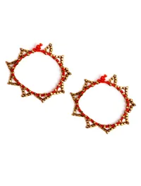 Set Of 2- Lina Red Thread Beaded Anklets image 2