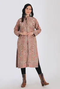 Tahira creme Kani Jamavar Long Coat Outer Jacket image 1