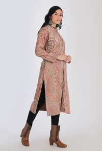 Tahira creme Kani Jamavar Long Coat Outer Jacket image 2