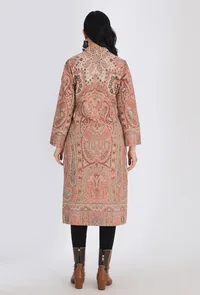 Tahira creme Kani Jamavar Long Coat Outer Jacket image 4