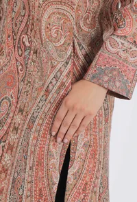 Tahira creme Kani Jamavar Long Coat Outer Jacket image 6