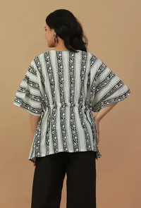 Printed Cotton Kaftan Top with Drawstring image 5