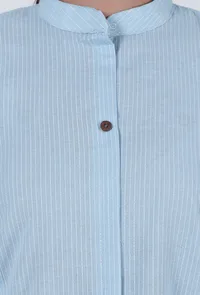 Sky Blue Cotton Kurta image 6