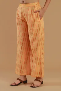 Yellow Ikat Cotton Straight Pant image 3