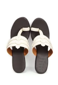 Iya White & Black Braided & Fringed One Toe Wedges image 2