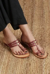 Festive Wear Braided Genuine Cruelty-Free Leather Kolhapuri Flats image 1