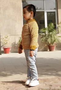 Happy Mustard Yellow Hand Knitted Sweater image 2