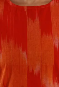 Orange Ikat Cotton Straight Kurta image 5