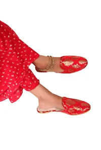 Festive Red Brocade Slider Mules image 1
