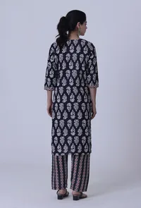 Black Cotton Rayon Kurta image 5