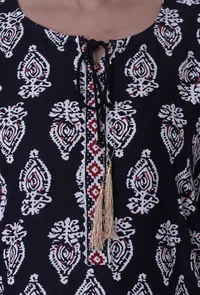 Black Cotton Rayon Kurta image 6
