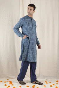 Azul Cotton Indigo Long Kurta image 2