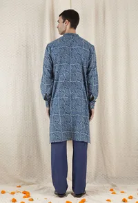 Azul Cotton Indigo Long Kurta image 3