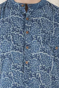 Azul Cotton Indigo Long Kurta image 4