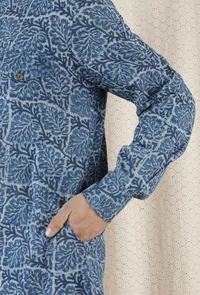 Azul Cotton Indigo Long Kurta image 5