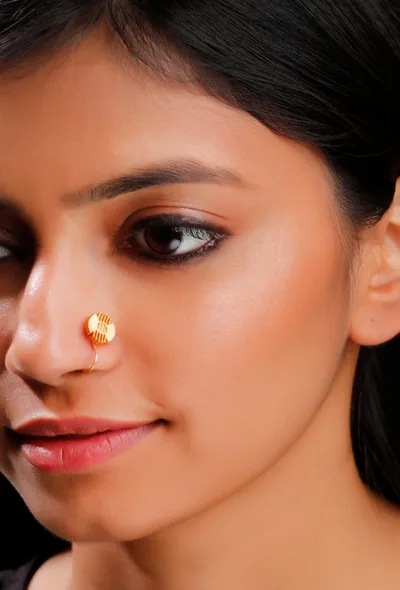 Intricate Gold Motif Brass Nosepin