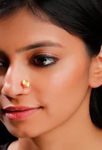 Intricate Gold Motif Brass Nosepin image 1