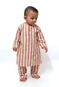 Set of 2 - Piglet Tangy Orange Stripes Tunic Kurta Pajama image 2