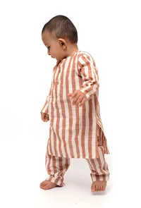 Set of 2 - Piglet Tangy Orange Stripes Tunic Kurta Pajama image 3