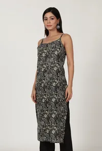 Kalamkari Printed Black Color Cotton Slip image 3