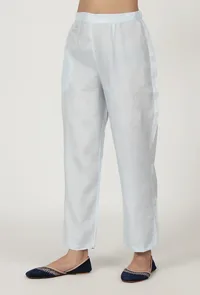 Women Sky Blue Cotton Pant image 2