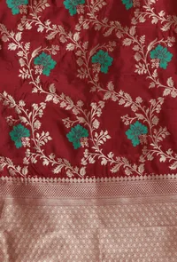 Maroon Color Semi Silk Dupatta With Zari Weaving image 5