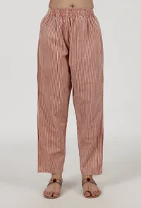 Ajrakh Printed White & Red Cotton Pant image 1