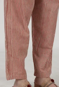 Ajrakh Printed White & Red Cotton Pant image 4