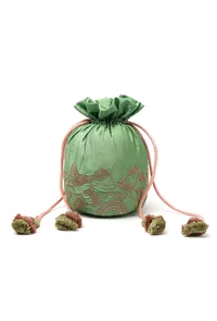 Light Green Dupion Silk Potli with Pink Strings image 2