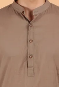 Greyish Brown Cotton Mulmul Kurta & Pant image 6