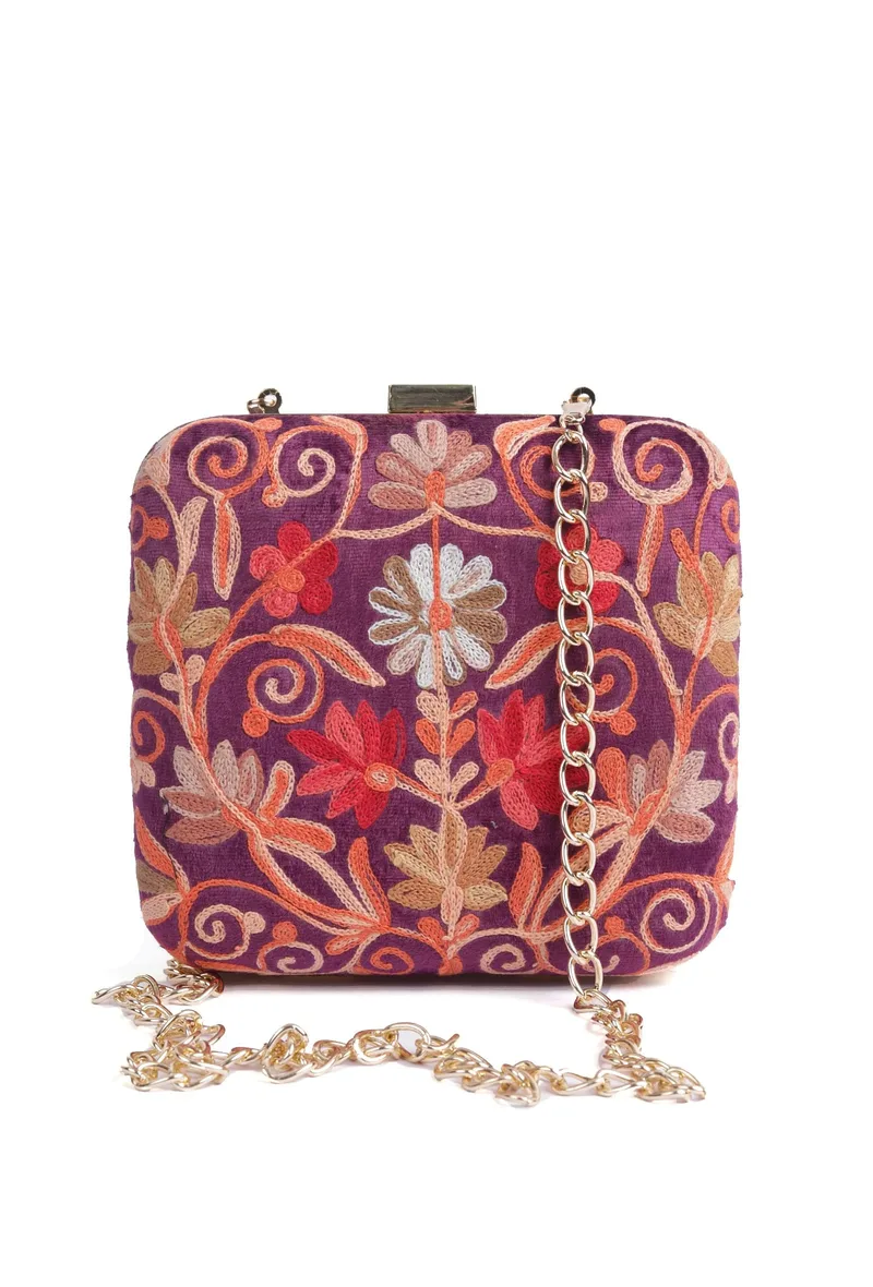 Purple Velvety box clutch