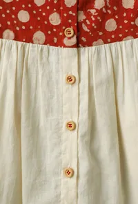 Red & White Dress with Off White Shorts in Bamboo Fabric image 5