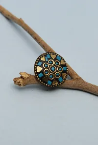 Laq Fashionable Light Weight Circular Shield Shaped Multi Color Ring image 2