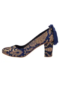 Blue Brocade Block Heel image 4