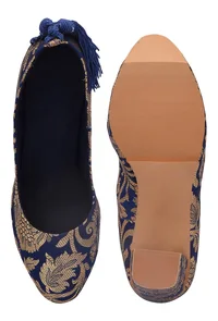 Blue Brocade Block Heel image 6