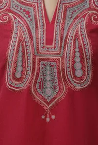 Mahnoor Fuchsia A-Line Long Woollen Kurta image 5