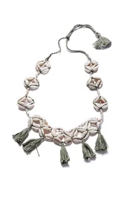 Green Thread Cowrie Shell Necklace image 2