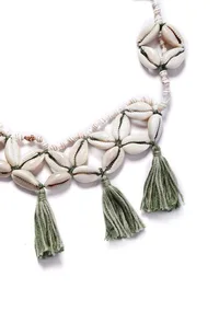 Green Thread Cowrie Shell Necklace image 3