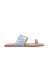 Arctic Blue & Tortilla Brown Ikat One Toe Cruelty Free Leather Flats image 5