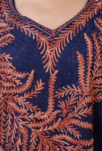 Blue Cotton Crush Ari Embroidered Kaftan- Free Size image 5
