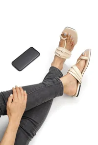 Creamy White Cruelty Free Leather Inspired Kolhapuri image 2