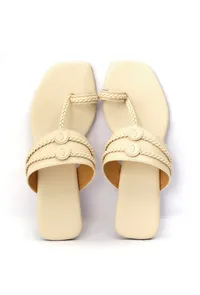 Creamy White Cruelty Free Leather Inspired Kolhapuri image 3