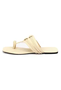 Creamy White Cruelty Free Leather Inspired Kolhapuri image 5