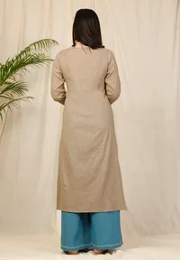 Set of 2: Bhuri Gathered Kurta and Asmani pallazos image 3