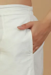 Classic White Cotton Straight Pants image 5