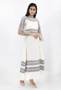 Cotton Dress With Blue Cross Stitch Embroidery image 2