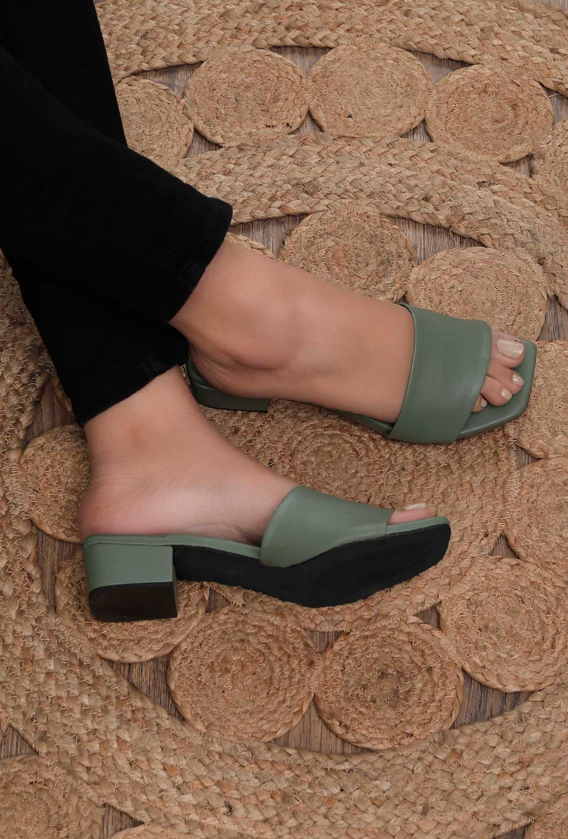 Sage Green Cruelty Free Leather Heels