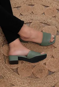 Sage Green Cruelty Free Leather Heels image 1